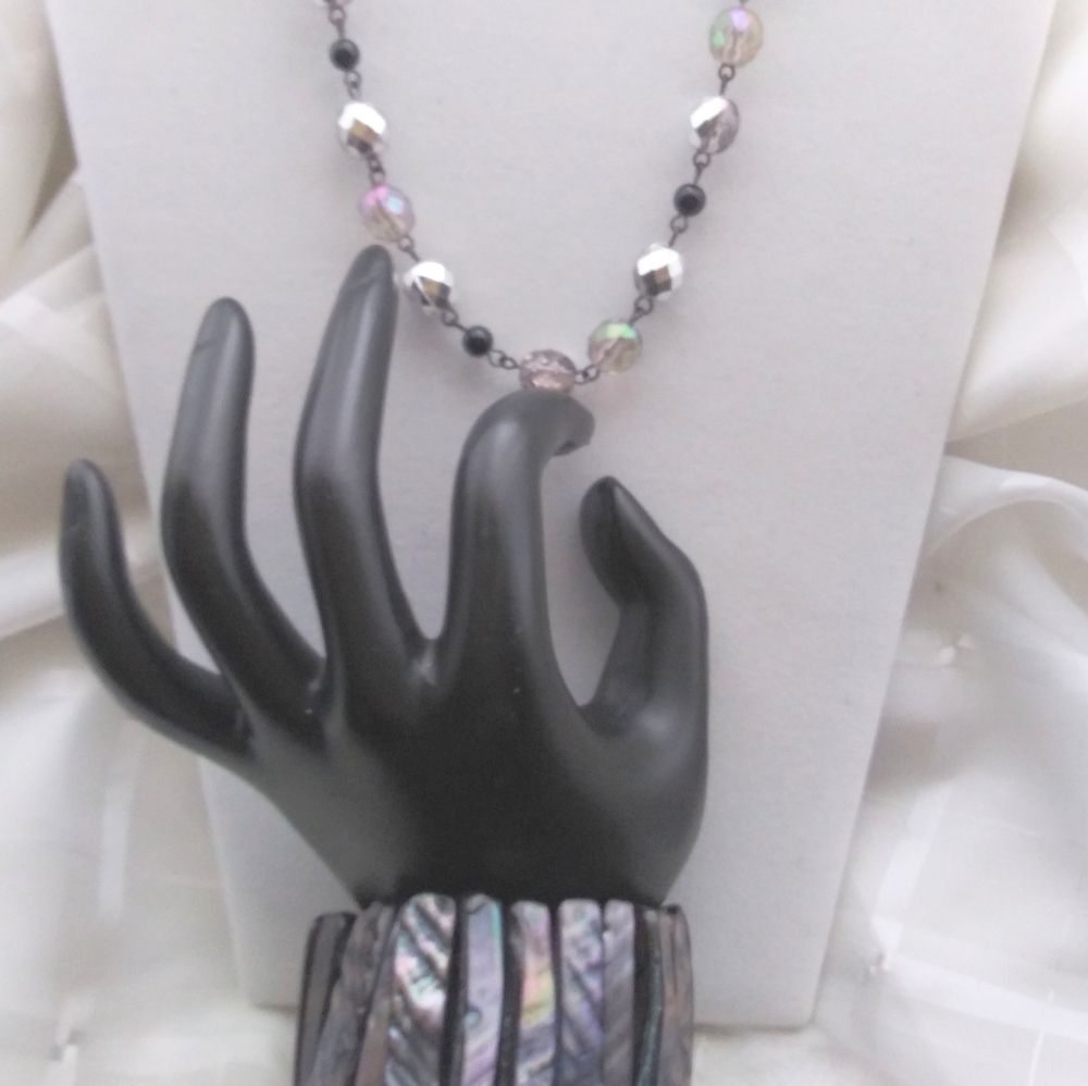 Vintage Arcrylic Necklace & Abalone bracel